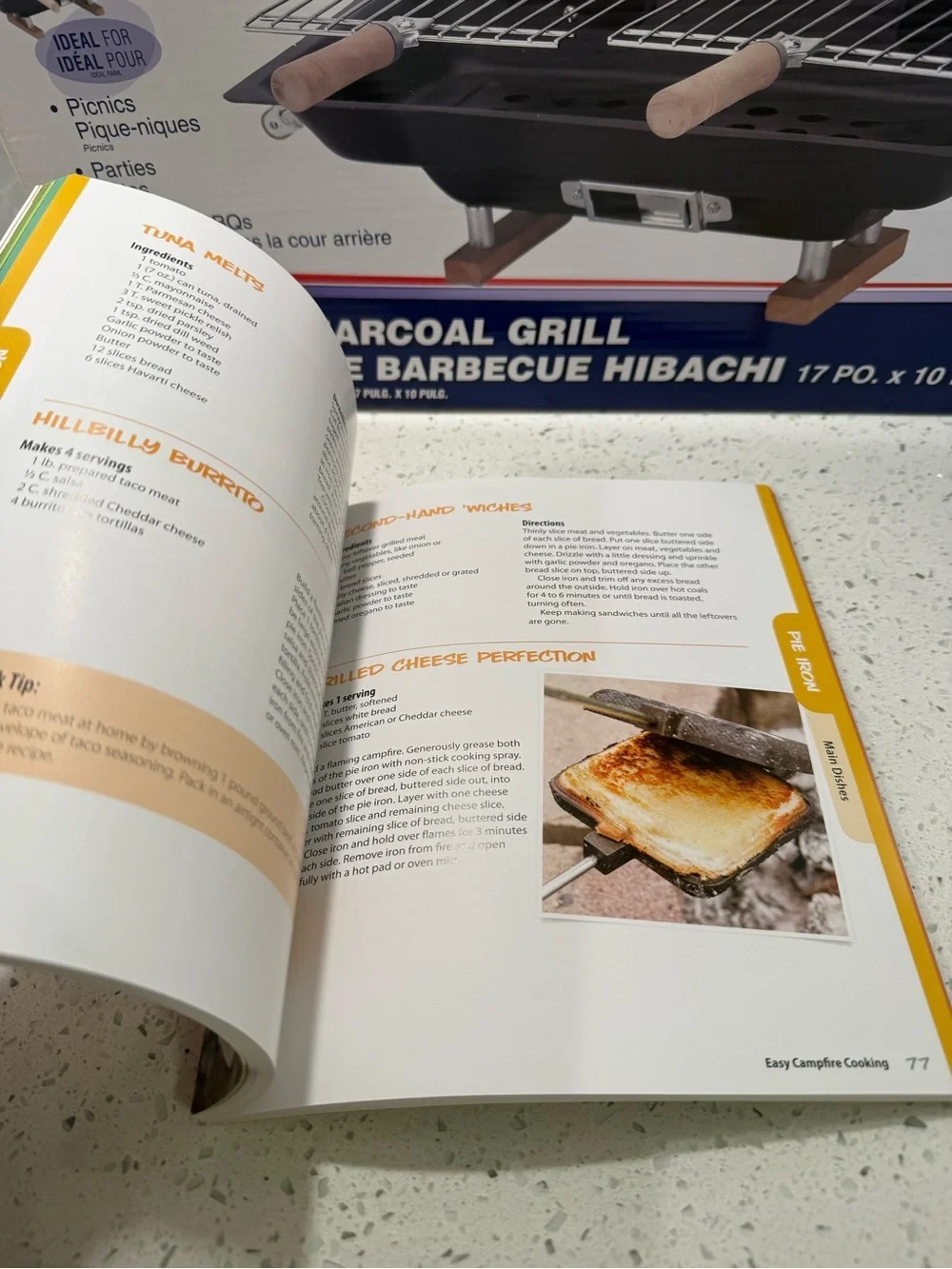 Marsh Allen 17” Hibachi Charcoal Grill Black Tabletop New & Campfire Cookbook - Picture 3 of 7